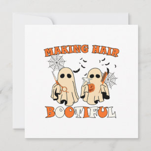 Making Hair Funny Ghost Hairdresser Halloween  Thank You Card