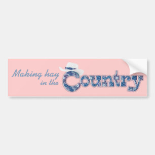 Making hay in the Country pink car sticker