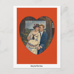 Making Hay In The Rain Vintage Valentine Card