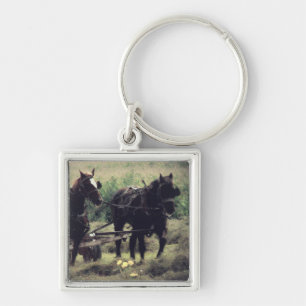 Making Hay With Horses Key Ring