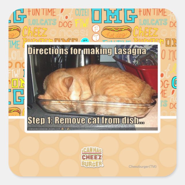 Making lasagne square sticker (Front)