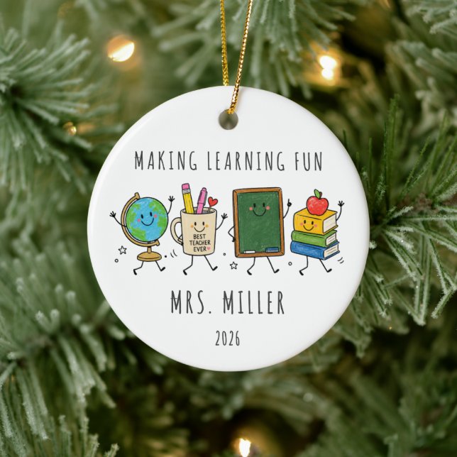 Making Learning Fun Personalised Teacher  Ceramic Tree Decoration (Tree)