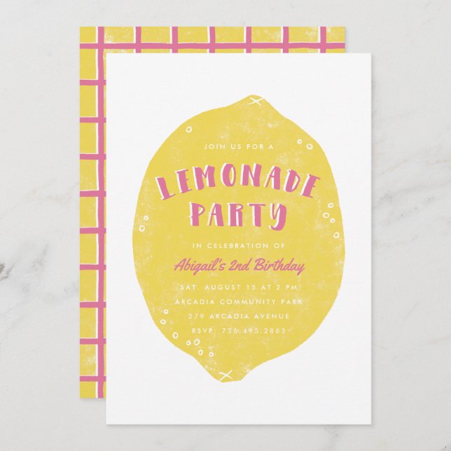 Making Lemonade Party Invitation - Magenta (Front/Back)