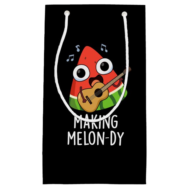Making Melon-dy Funny Melon Pun Dark BG Small Gift Bag (Front)