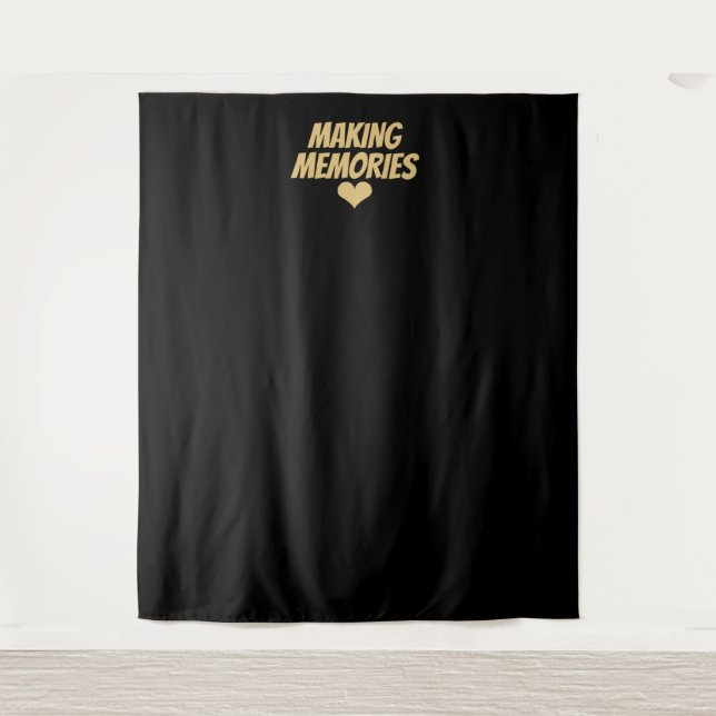 Making Memories Gold Black Wedding Photo Backdrop Tapestry (Front)