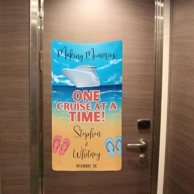 Making Memories One Cruise At A Time Cruise Door Banner (Personalized Couple's Fun Cruise Door Banner)