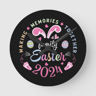 Making memories together Easter family 2024 Round Clock