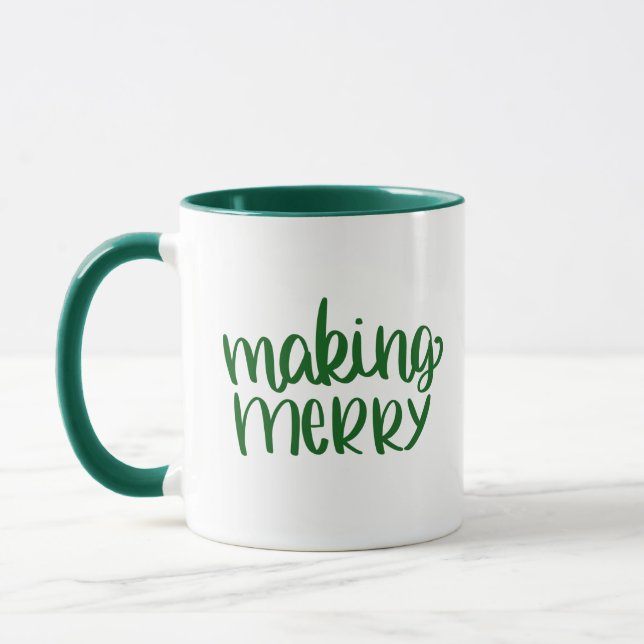 Making Merry Green Christmas Mug (Left)