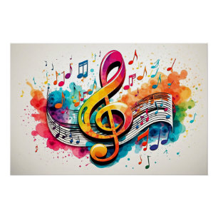 Making Music, colorful design, AI-generated, Poster