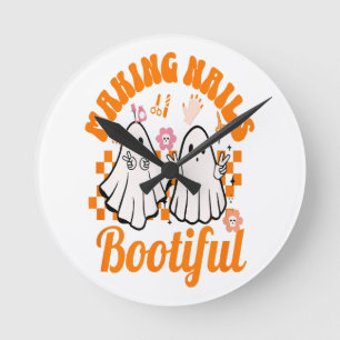 Making Nails Bootiful Halloween Round Clock