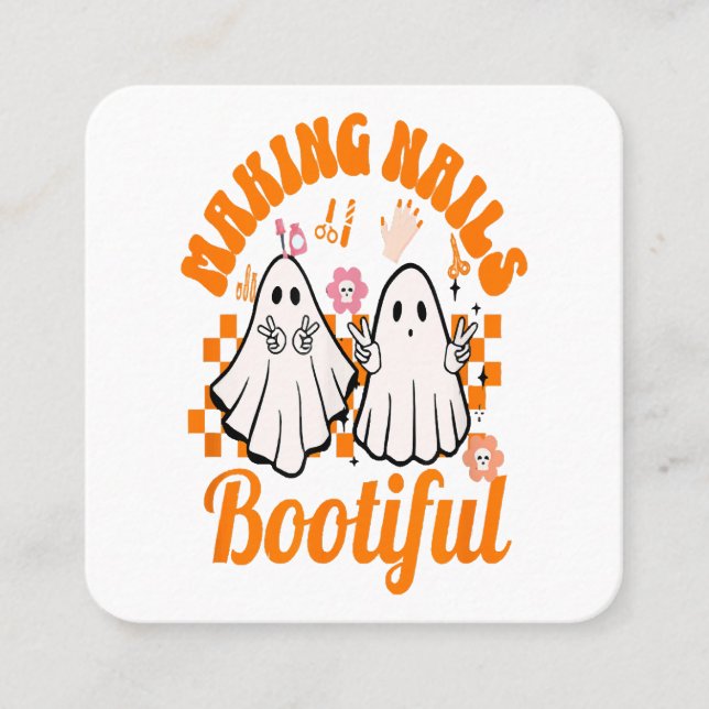 making nails bootiful halloween square business card (Front)