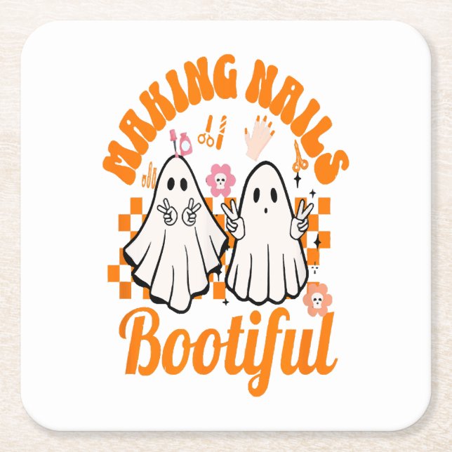 Making Nails Bootiful Halloween Square Paper Coaster (Front)