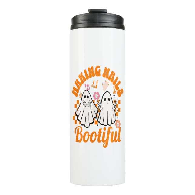 Making Nails Bootiful Halloween Thermal Tumbler (Front)