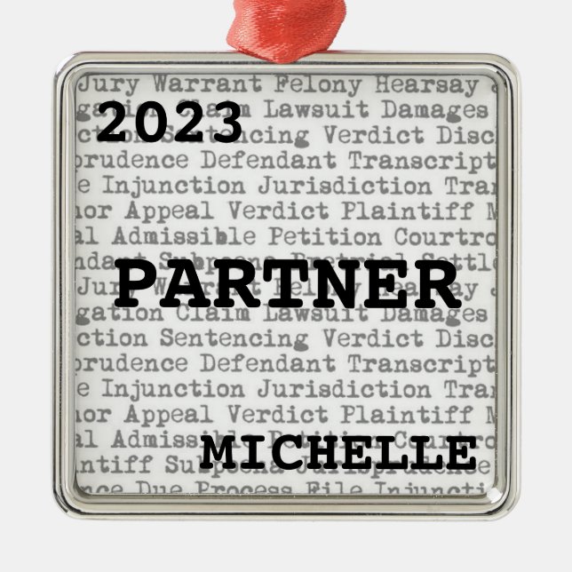 Making Partner Law Firm Legal Terminology Metal Tree Decoration (Front)
