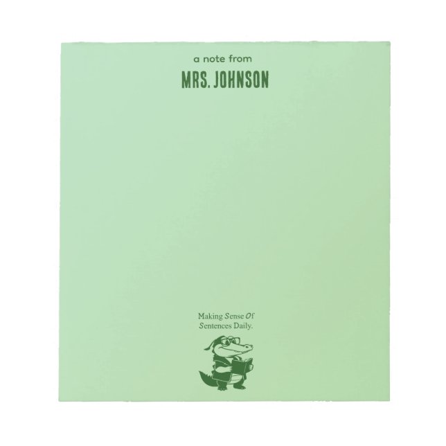 Making Sense of Sentences English Teacher Design Notepad (Front)