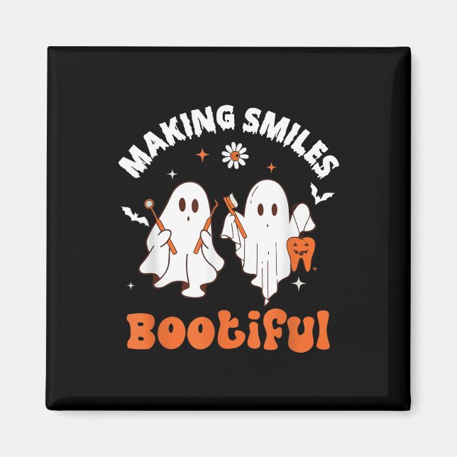 Making Smiles Bootiful Funny Ghost Dentist Hallowe Magnet (Front)