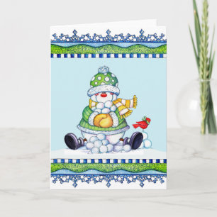 Making Snowballs - Greeting Card