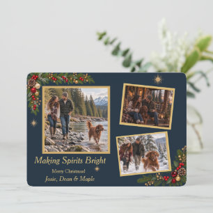 Making Spirits Bright 3 Photo Christmas Card