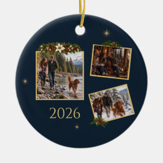 Making Spirits Bright 3 Photo Christmas Card Ceramic Tree Decoration
