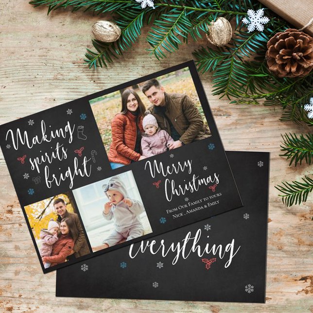 Making Spirits Bright 3 Photo Collage Christmas Holiday Postcard (Making Spirits Bright 3 Photo Collage Christmas Holiday Postcard)