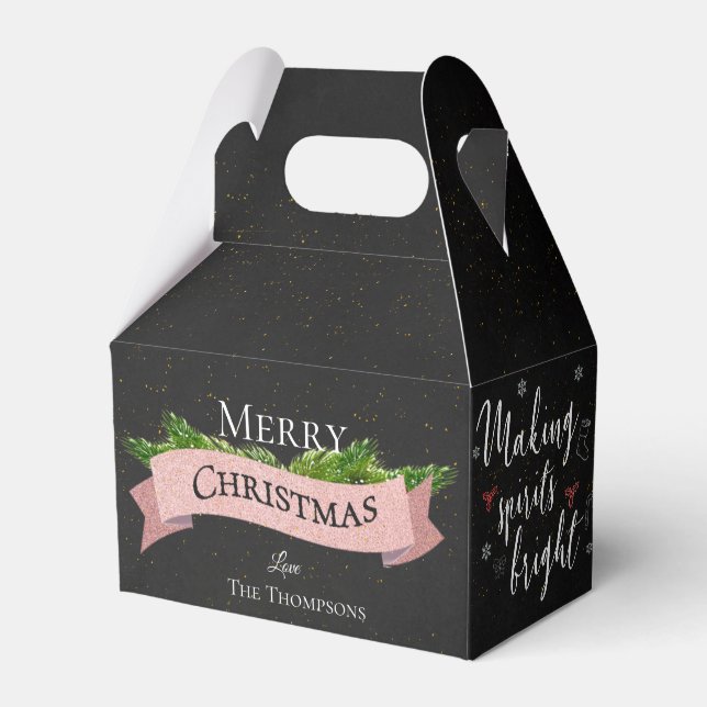 Making Spirits Bright Black Elegant Christmas Favour Box (Front Side)