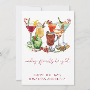 Making Spirits Bright Christmas Cocktail  Holiday Card