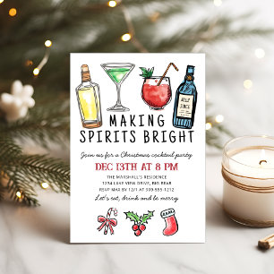 Making Spirits Bright Christmas Cocktail Party Invitation