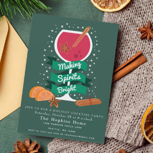 Making Spirits Bright Christmas Cocktail Party Invitation