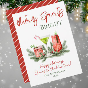 Making Spirits Bright Christmas Cocktails Holiday Card