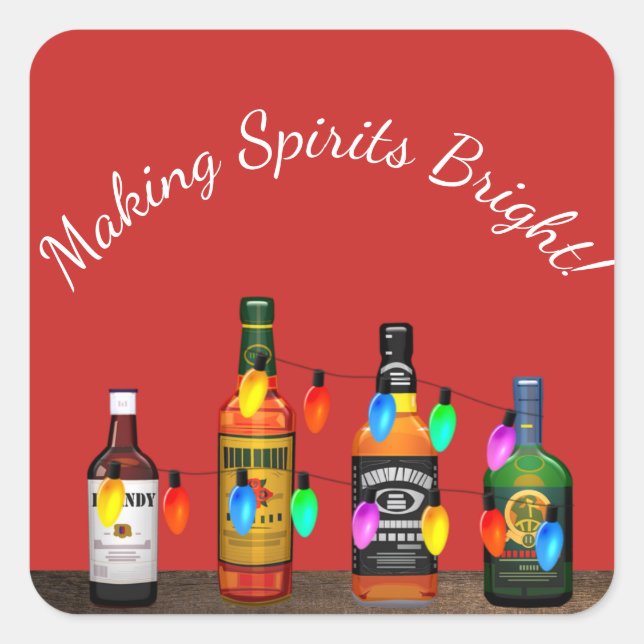 Making Spirits Bright Christmas Cocktails Square Sticker (Front)