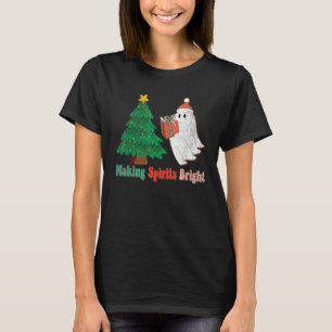 Making Spirits Bright Christmas Ghost Santa Claus T-Shirt