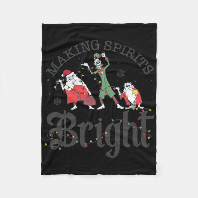 Making Spirits Bright Christmas Haunted Ghosts  Fleece Blanket (Front)