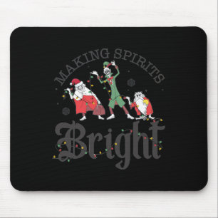 Making Spirits Bright Christmas Haunted Ghosts  Mouse Mat