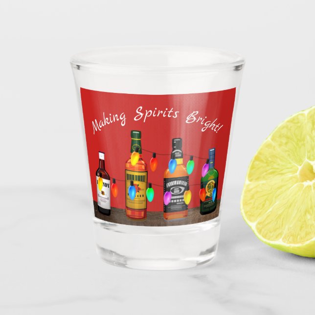 Making Spirits Bright Christmas Lights And Booze Shot Glass (Front)