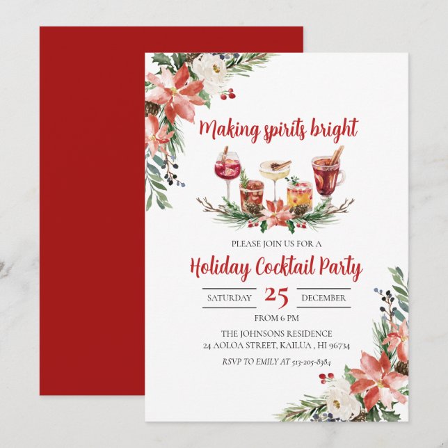 Making Spirits Bright Christmas Party Invitation (Front/Back)
