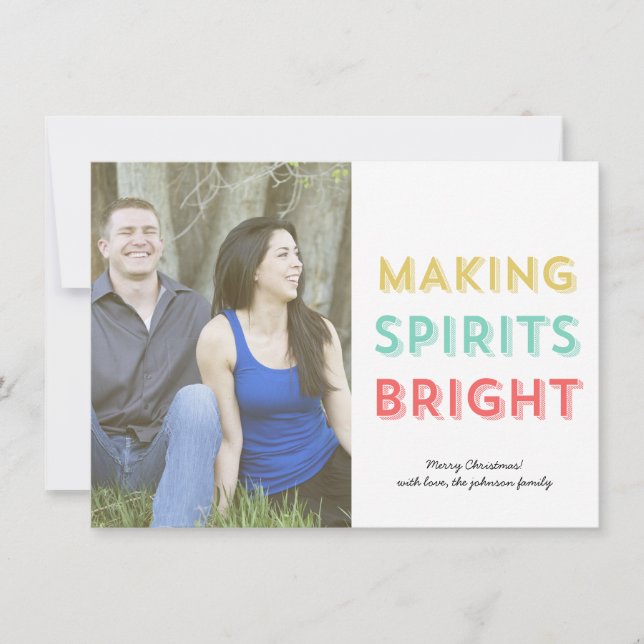 Making Spirits Bright Christmas Photo Flat Card (Front)