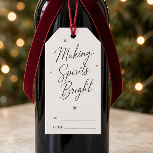 Making Spirits Bright Christmas Script Gold Stars Gift Tags