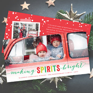 Making Spirits Bright Colourful Christmas 3 Photo Holiday Card