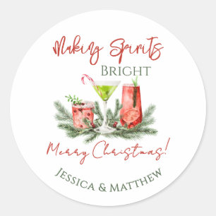 Making Spirits Bright Custom Couples Holiday Classic Round Sticker