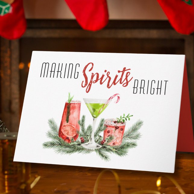 Making Spirits Bright Festive Cocktails Holiday Card (Creator Uploaded)