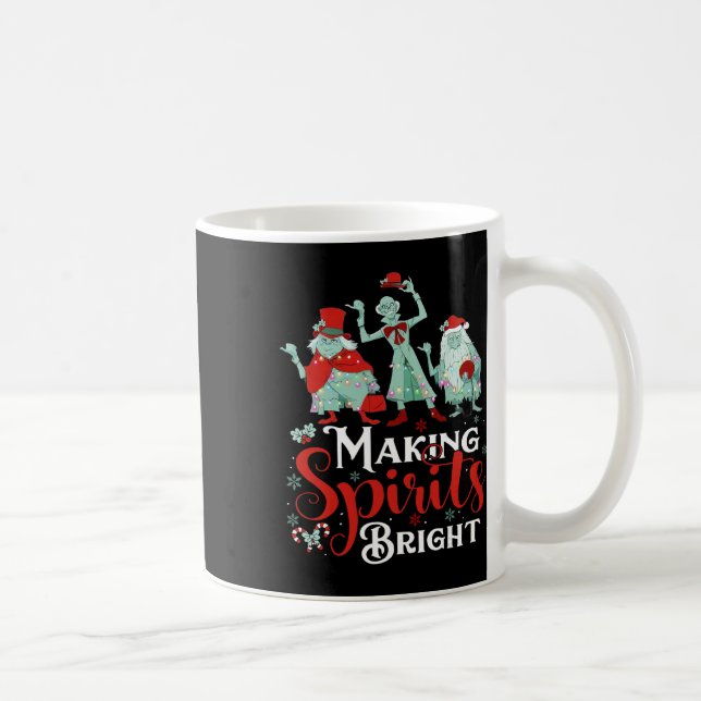 Making Spirits Bright Funny Retro Ghost Christmas  Coffee Mug (Right)