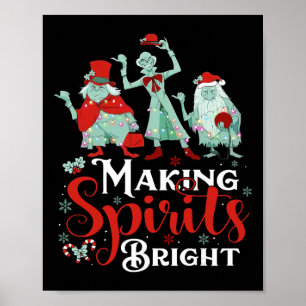 Making Spirits Bright Funny Retro Ghost Christmas Poster