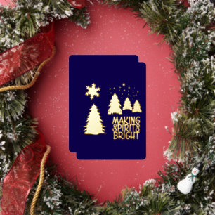 Making Spirits Bright Gold Foil Christmas Trees Foil Holiday Card