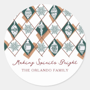 Making Spirits Bright Green Holiday Baking Classic Round Sticker