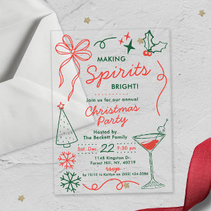 Making Spirits Bright Holiday Cocktail Party Acrylic Invitations
