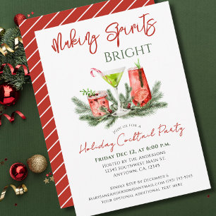 Making Spirits Bright Holiday Cocktail Party Invitation