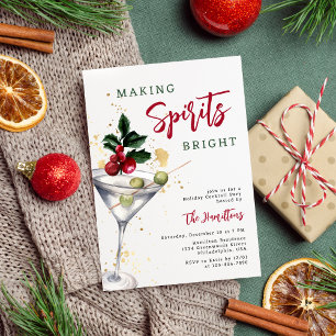 Making Spirits Bright Holiday Cocktail Party Invitation