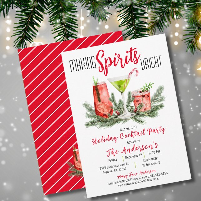 Making Spirits Bright Holiday Cocktail Party Invitation (Creator Uploaded)
