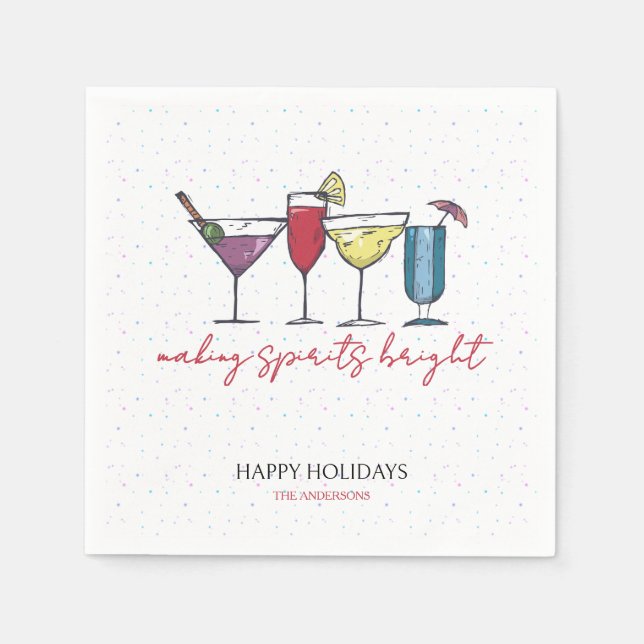 Making Spirits Bright Holiday Cocktail Party  Napkin (Front)