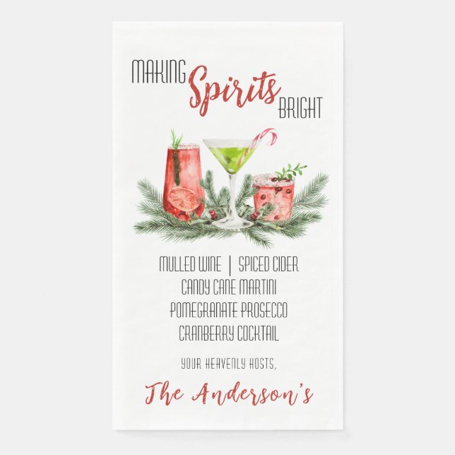 Making Spirits Bright Holiday Cocktail Party  Napkin (Front)